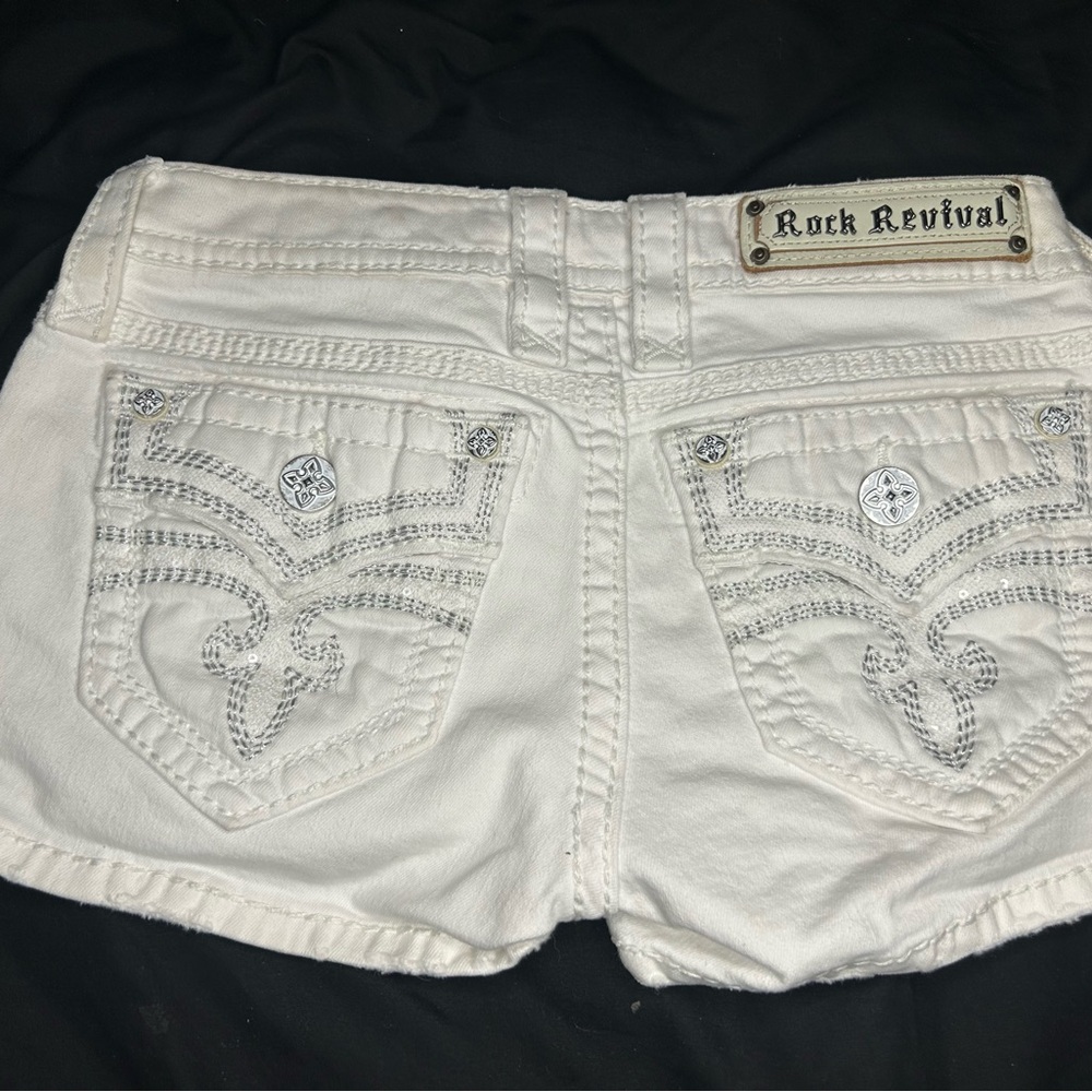 Rock Revival White Denim Mini Shorts